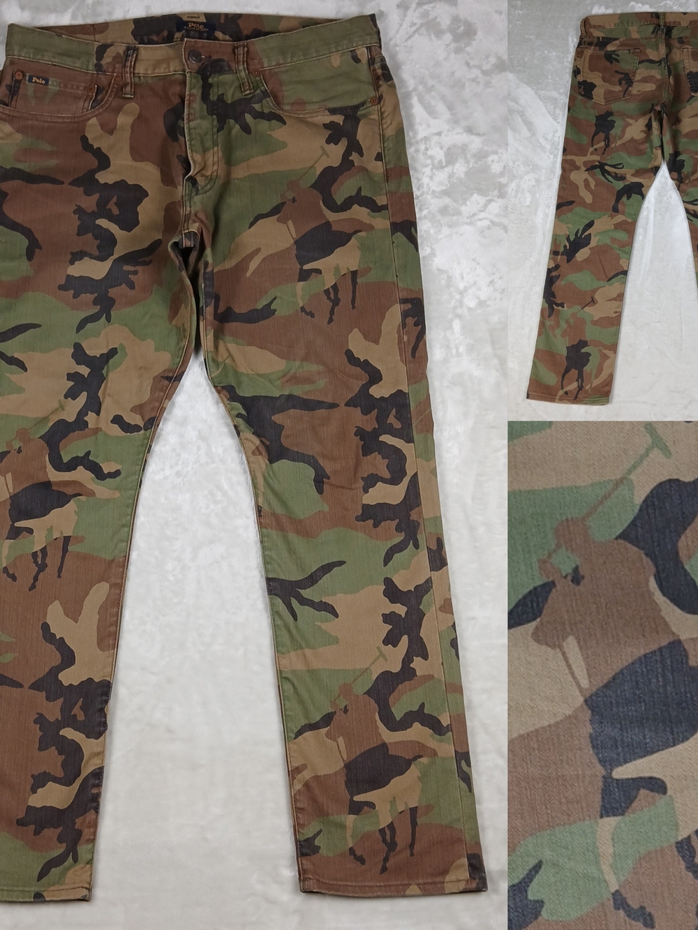 Polo Ralph Lauren Camo Jeans 35x30 Men's Sullivan Slim Big Pony Camouflage
